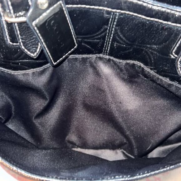 COACH Black Leather Medium Sized Tote Purse - Picture 7 of 13